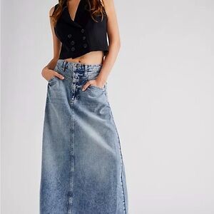 Free People We The Free "Come As You Are" denim maxi skirt